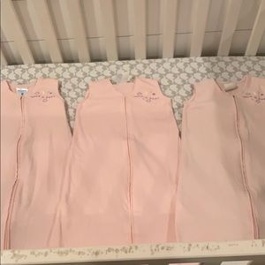 Set of 3 small pink cotton Halo sleep sacks